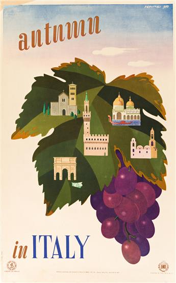 MANNO PREVITALI (DATES UNKNOWN) & ALFREDO LALIA (1907-?).  [SEASONS IN ITALY.] Group of 4 posters. 1950-1951. Each approximately 39x24